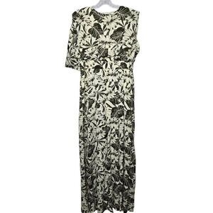 Kosmios Jumpsuit Back Drape Floral Tropical Print Wide Leg Size Large